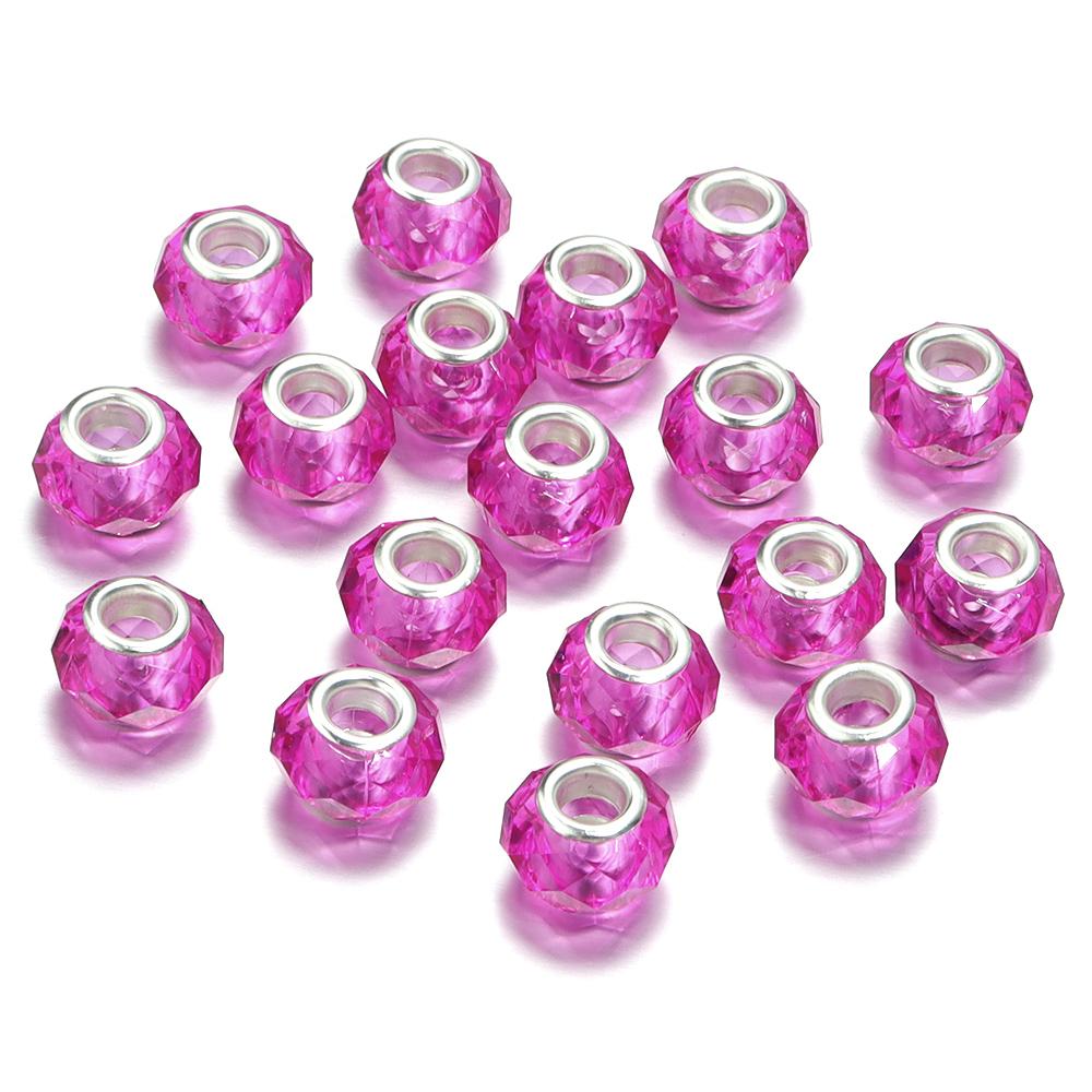 20pcs/Lot Transparent Color Faceted Resin Beads Big Hole Spacer Loose Beads for Jewelry Making DIY Bracelet Necklace