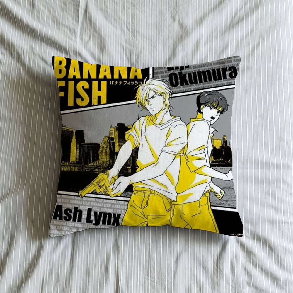 Bbanana Fish Anime Cushion Cover Inches Farmhouse Decor Home Throw Pillow Covers For Couch Decorations