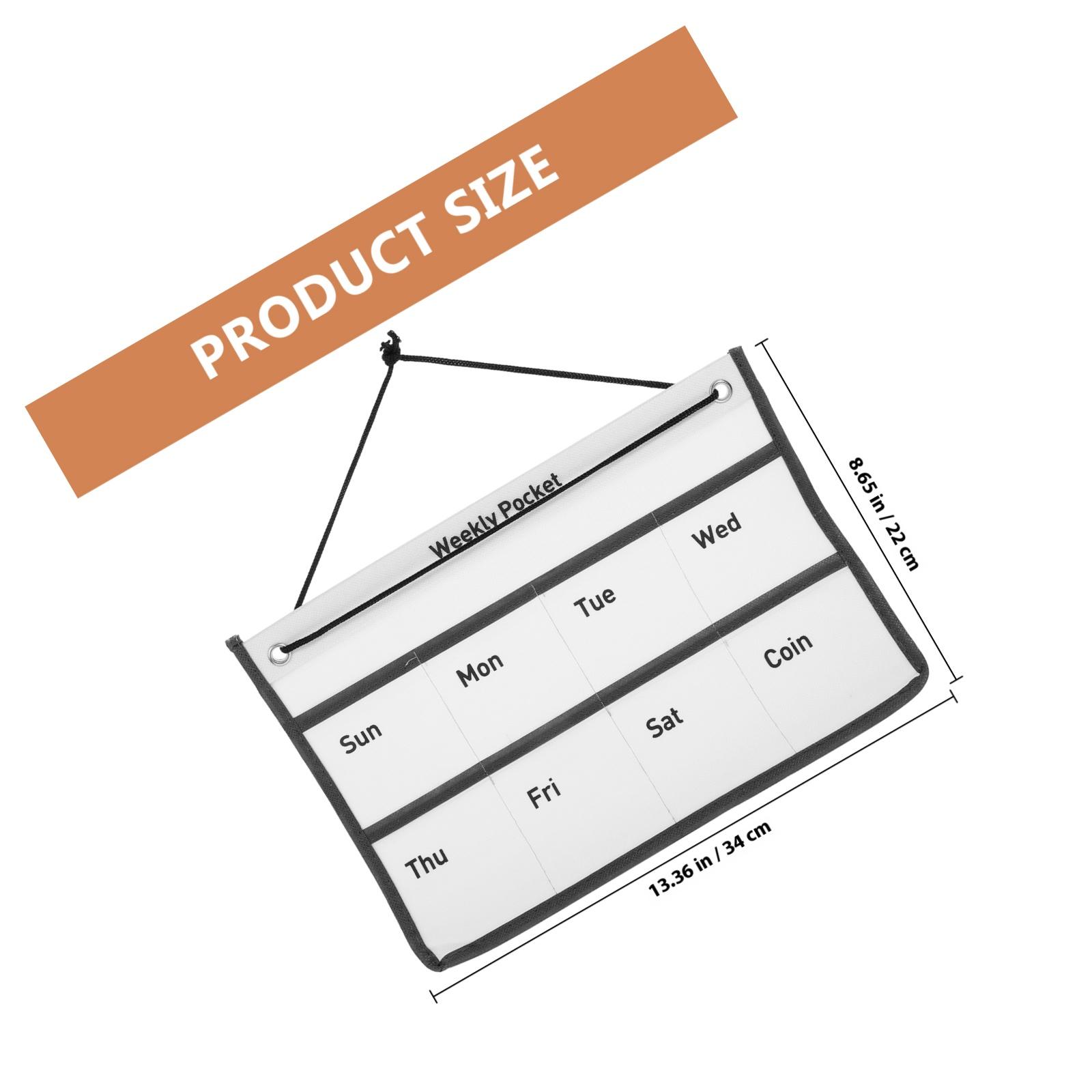 

Wall Calendar Pocket Hanging Weekly Wall Mount Organizer Bag Breathable Washable Wear Resistant Storage Holder for Home Office білий