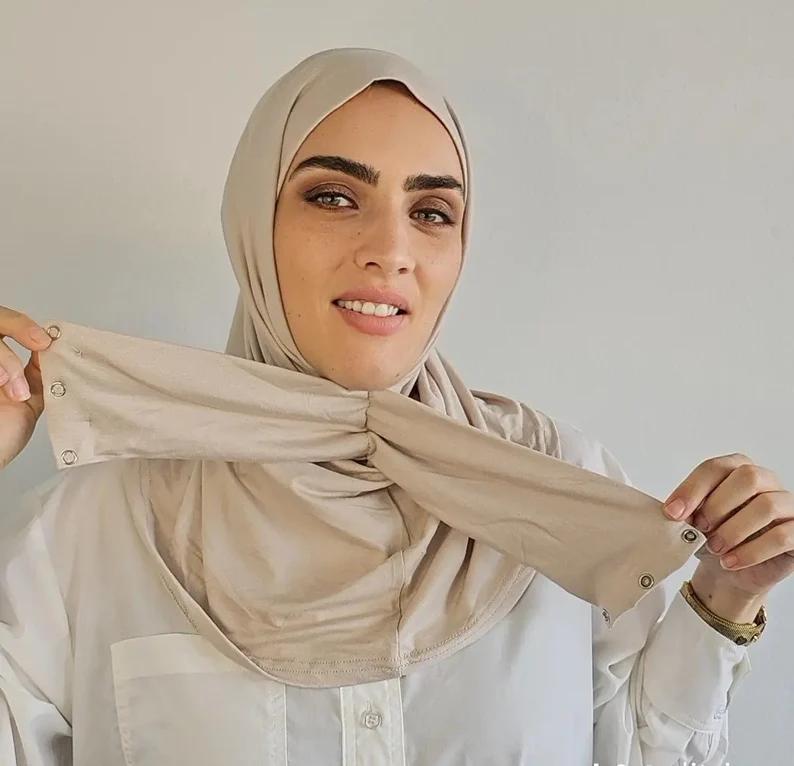 Ready To Go Wear Instant Hijab For Ladies Girls Women With Tie Back Buttons Premium Quality Jersey Scarf