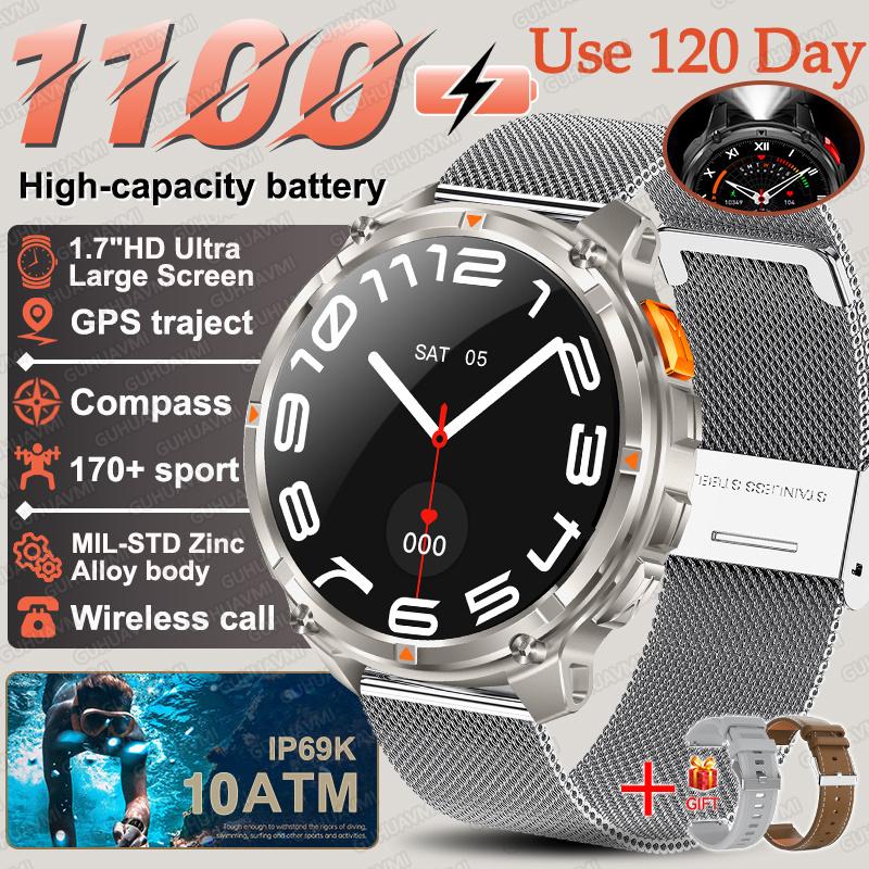 New Military 1100mAh Big Battery Outdoor Smart Watch Men GPS Path Compass 10ATM Waterproof Call AMOLED HD Sport Smartwatch