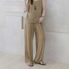 Plus-Size Women's Clothing for Slightly Chubby Girls, Casual Style Linen Vest, Cardigan, T-Shirt, and Pants Three-Piece Set