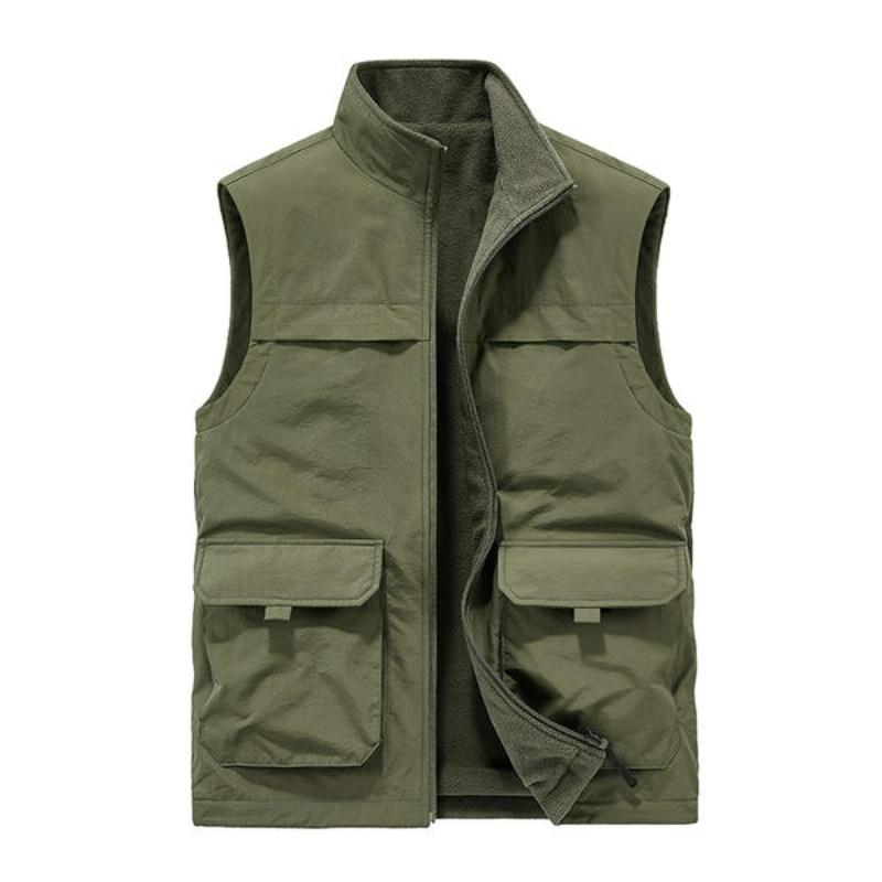 

Autumn and winter casual workwear double-sided vest men s waistcoat casual multi-pocket pography and fishing waistcoat 6XL&Pack of 1 армія зелений колір