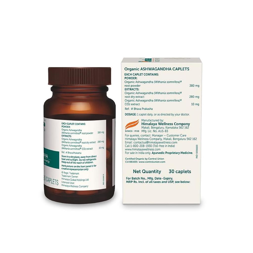Himalaya Organic Ashwagandha 670Mg, 30 Tablets – Stress Relief, Mind Rejuvenation, Natural Energy Support, General Wellness, Vegan Friendly Supplement