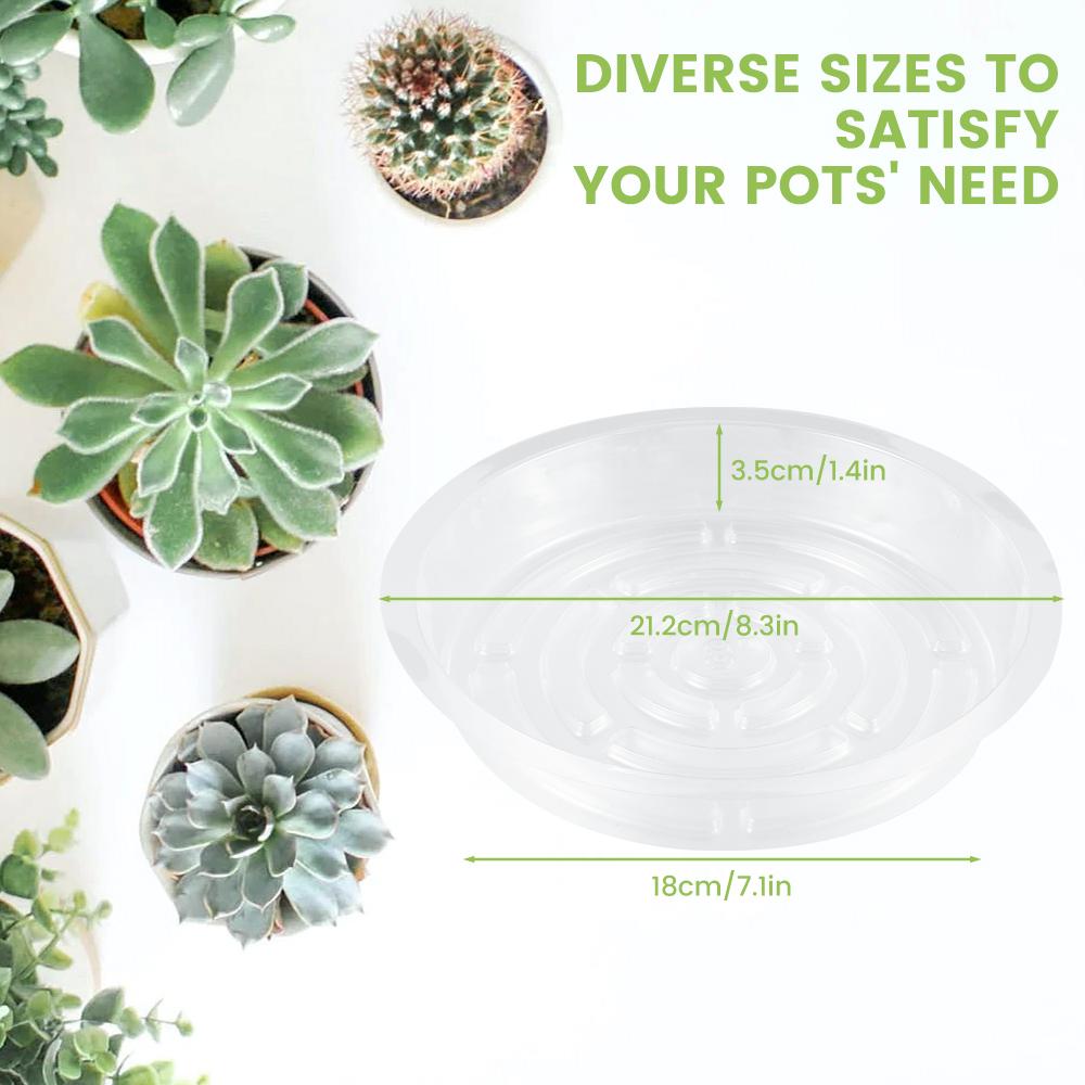 10pcs Clear Plant Saucers Round Sturdy Plastic Flower Pot Garden Plant Care Transparent Drip Trays Set 6/8/10 Inch Selectable