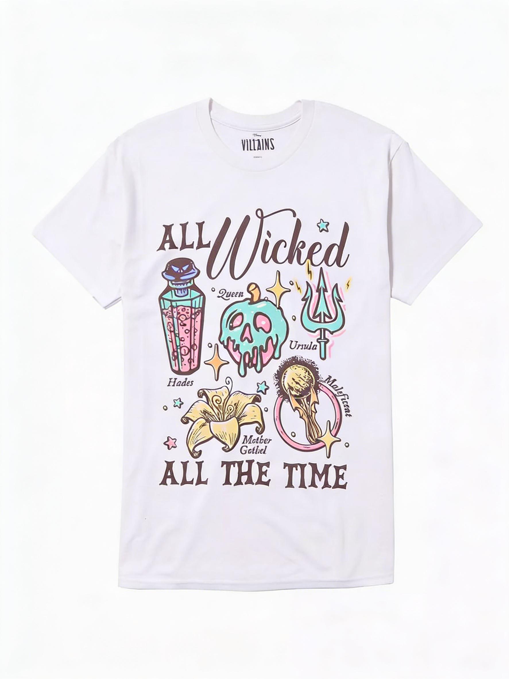 New Cartoon Villain Character Icon Collage Fashion High Quality Print Womens Short Sleeve Loose Casual TShirt S