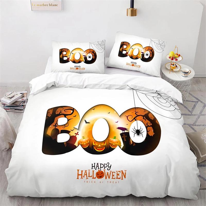 Halloween Boo Duvet Cover Cartoon Eyes for Kids Teens Adults Gift Little Monster Ghost Polyester Quilt Cover Bedroom Decoration