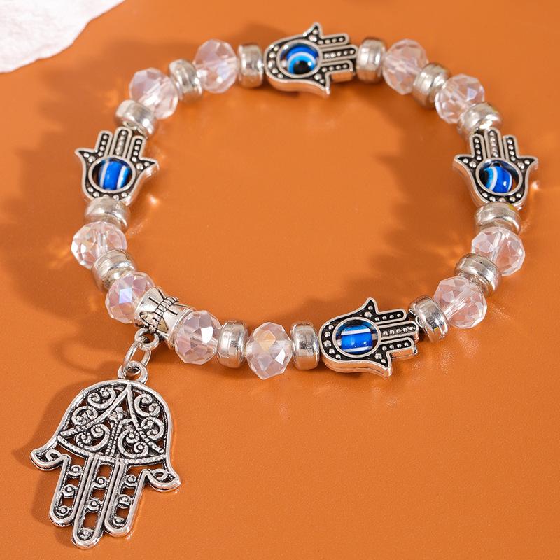 European and American Simple Glass Beads Devil s Eye Palm Pendant Women s Bracelet Bracelet