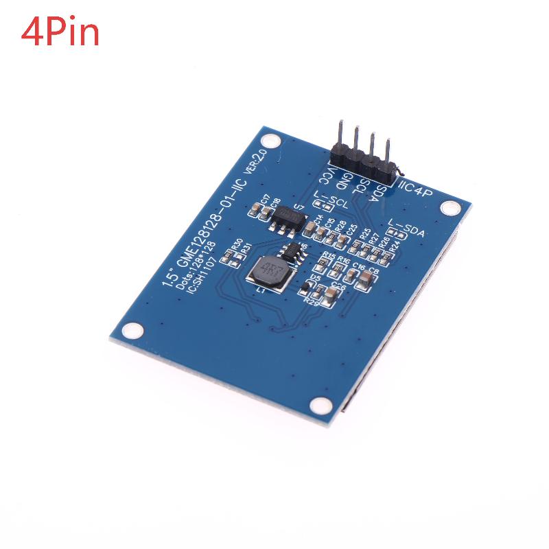 1.5" 128x128 White OLED Display with 4PIN/7PIN, SH1107 Driver, Compatible with Raspberry Pi and STM32, Supports IIC Interface