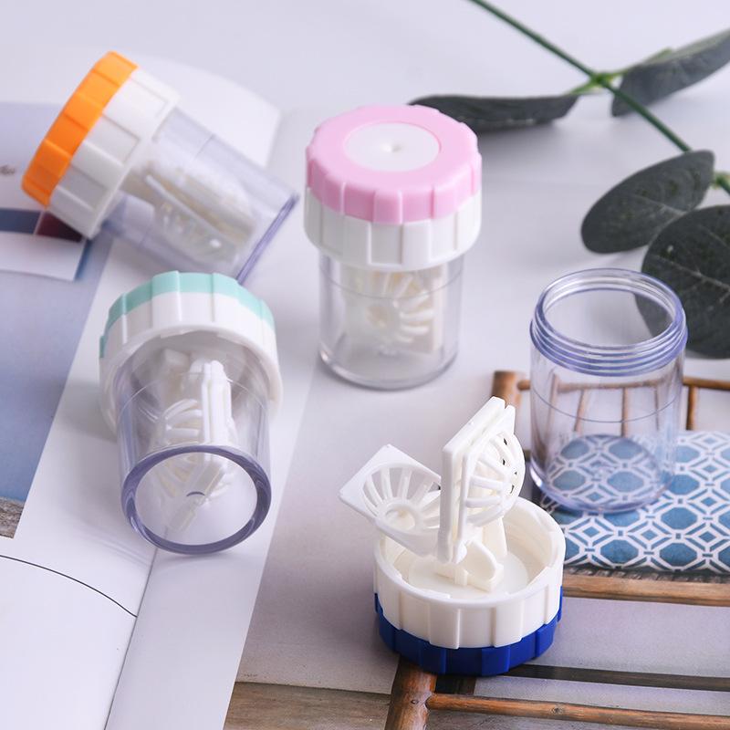 Tragbares Kontaktlinsen-Reinigungswerkzeug-Reiseset Kontaktlinsen-Reiniger-Etui Box Manuelle Rotationsart Aufbewahrungshalter Container