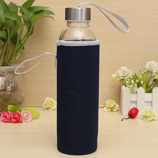 

Универсальная термостойкая стеклянная спортивная бутылка для воды с чайным фильтром, кувшин для заварки с сумкой, 550 мл, 6,5x6,5x24 см темно-синий