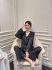 Women's Light Luxury Ice Silk Pajamas, Spring/Summer, Long Sleeve Satin with Lace.