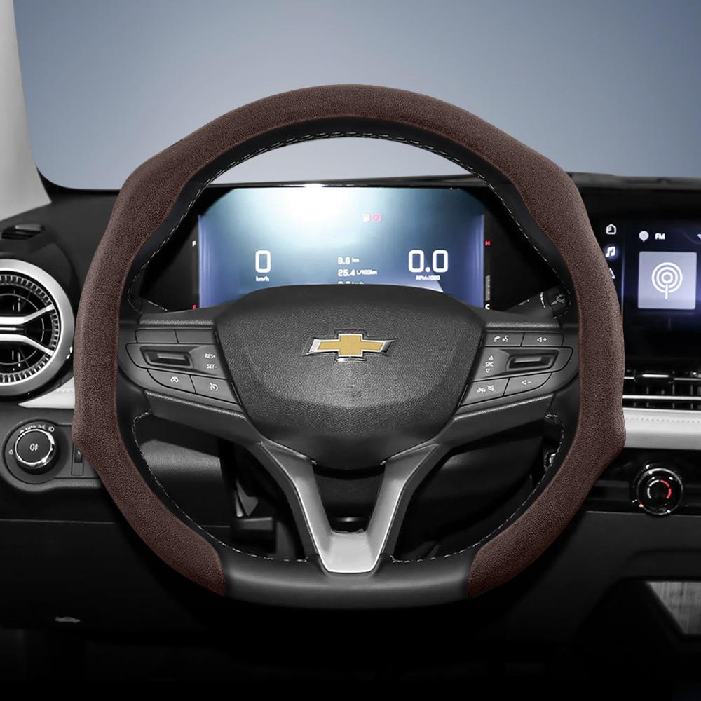 Suitable for Chevrolet Premium Suede Snap-On Steering Wheel Cover, Non-Slip and Durable, Round and D-Shaped Steering Wheel Available Cruze Spark Capti