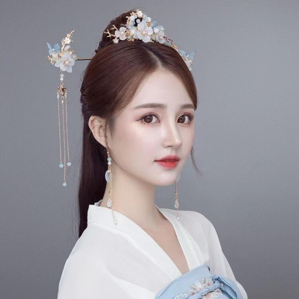 Flower Chinese Style Hairpin Set Pearls Butterfly Hair Comb Ancient Style Hanfu Hair Stick  Girls