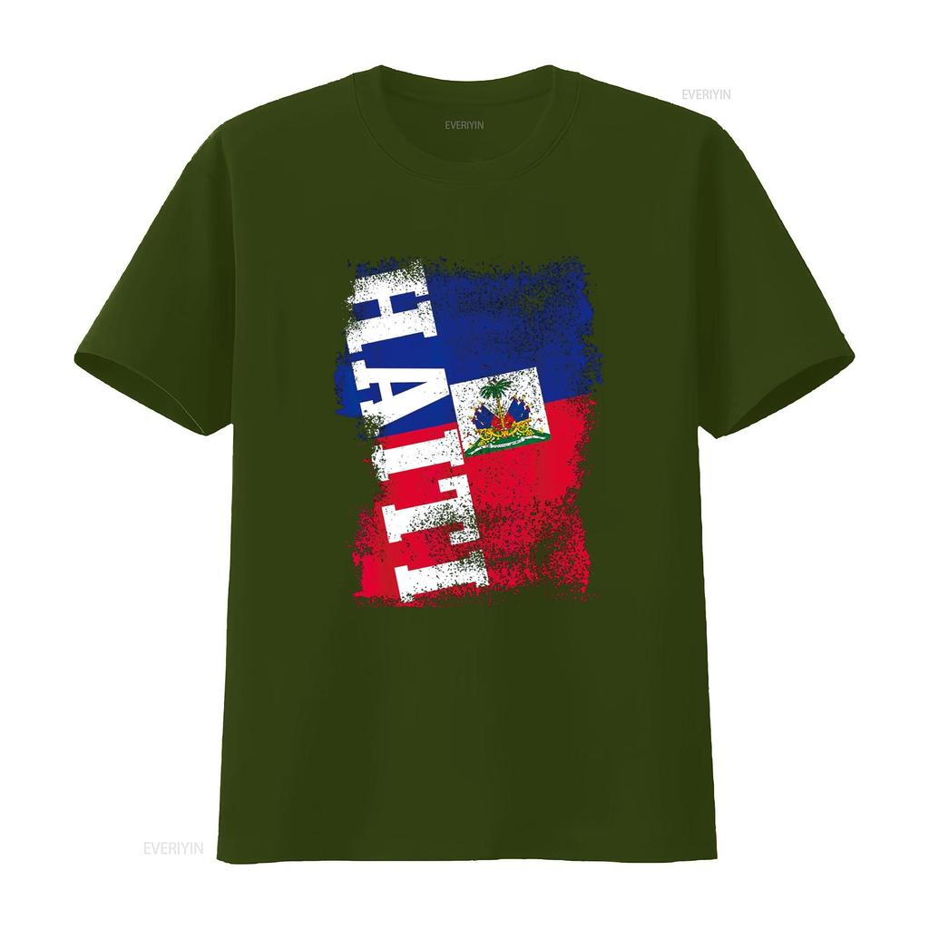Haiti Flag Haitian Pride Vintage T Shirt Vintage Washed Graphic Streetwear Comfortable Top For Everyday Wear Casual
