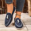 Vier Jahreszeiten Damen Wildleder Schleifen-Dekor Loafer Metallakzent Rutschfeste Flachsohle Zum Hineinschlüpfen Büroarbeit Tägliche Freizeit-Gehschuhe