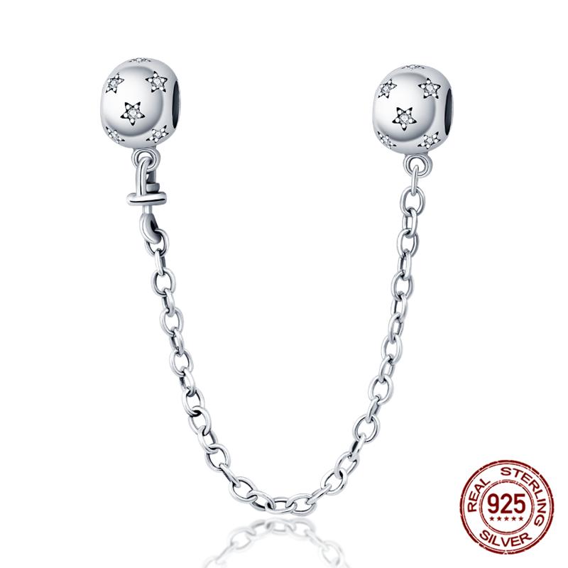 Chaîne de sécurité Argent Sterling 925 Nouveau 100% Argent Sterling 925 Floral Chaîne de sécurité avec fermeture éclair pour femmes originales