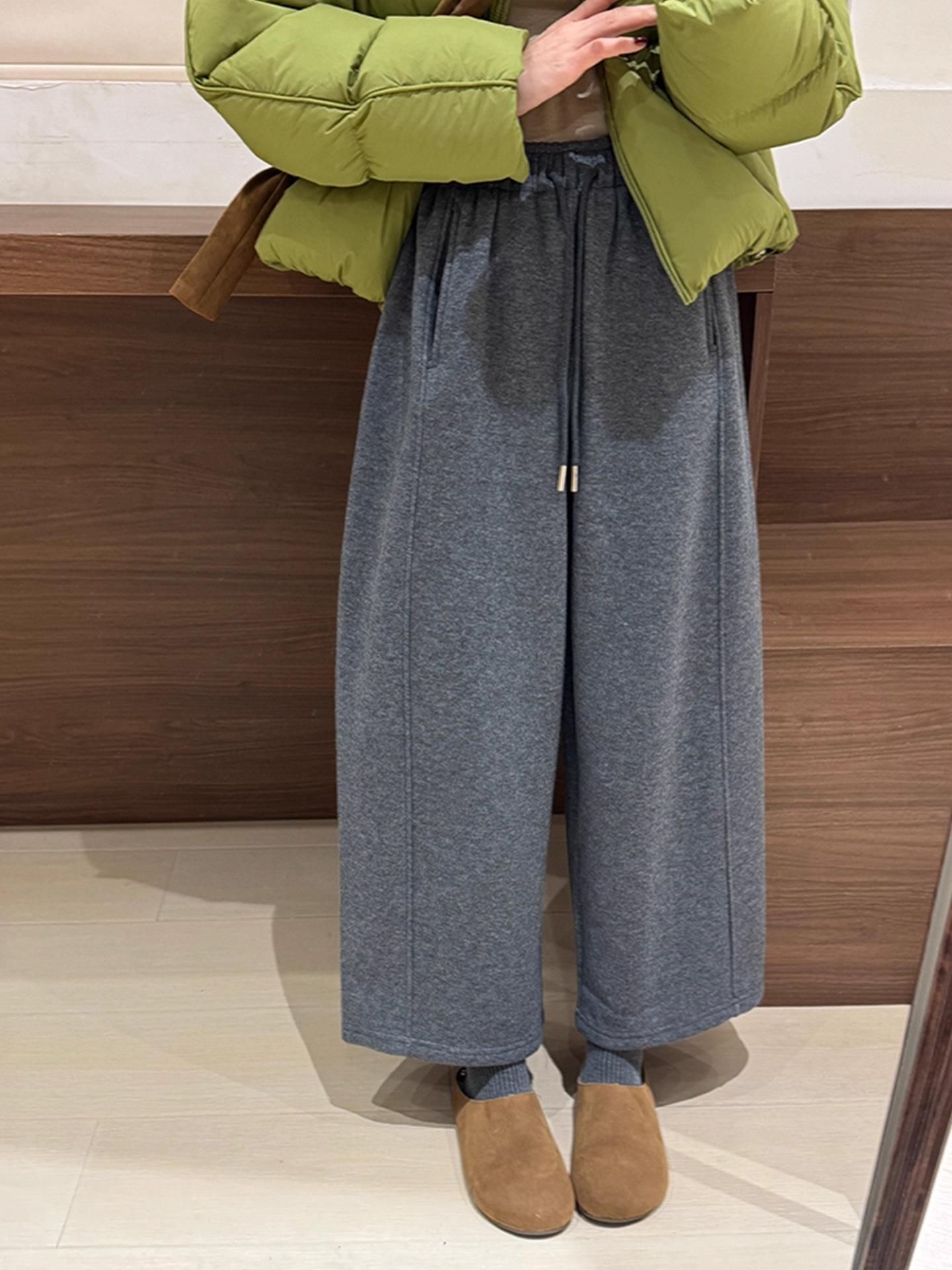 

Plus Size Women s Fleece-Lined Korean Style Slimming Sweatpants - Warm, Loose, Age-Reducing Trousers 2XL