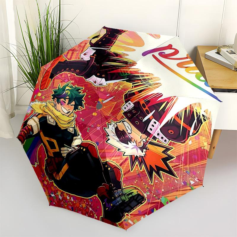 

1pc Boku no Hero Academia Outdoor Umbrella - Automatic Opening/Closing, Portable Tri-Fold Design with 8-Rib Iron Frame, Perfect Gift for Fans, Tr