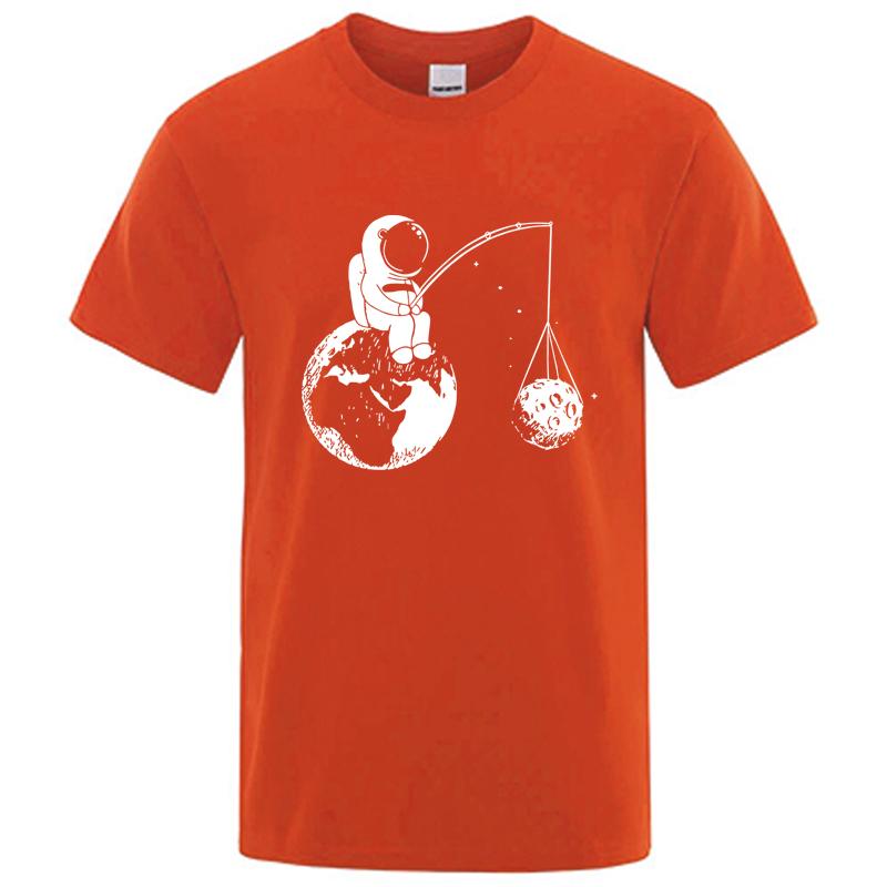 Summer Men High Quality Tshirt 100 Cotton Funny Design Astronaut Printing for Men Loose Top Cool Casual Tshirt Male Tee Shirts