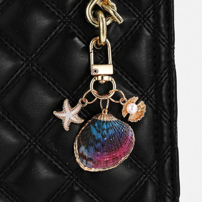 1PC Starfish Shell Fashionable Keychain Creative Keyring Pendant Naturally Conch Bag Charm Asymmetric Shell