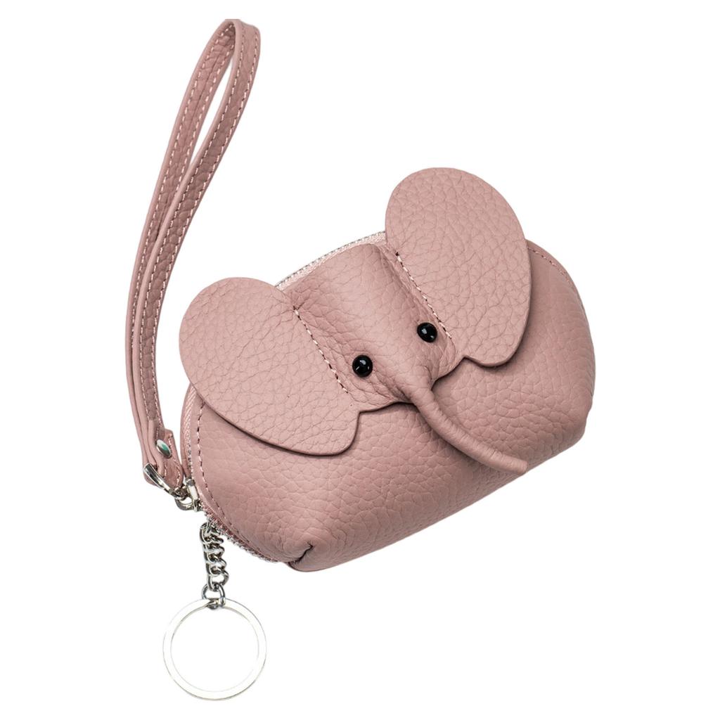 Sturdy Genuine Leather Elephant Designs Card Holders Zippered Wallet for Women