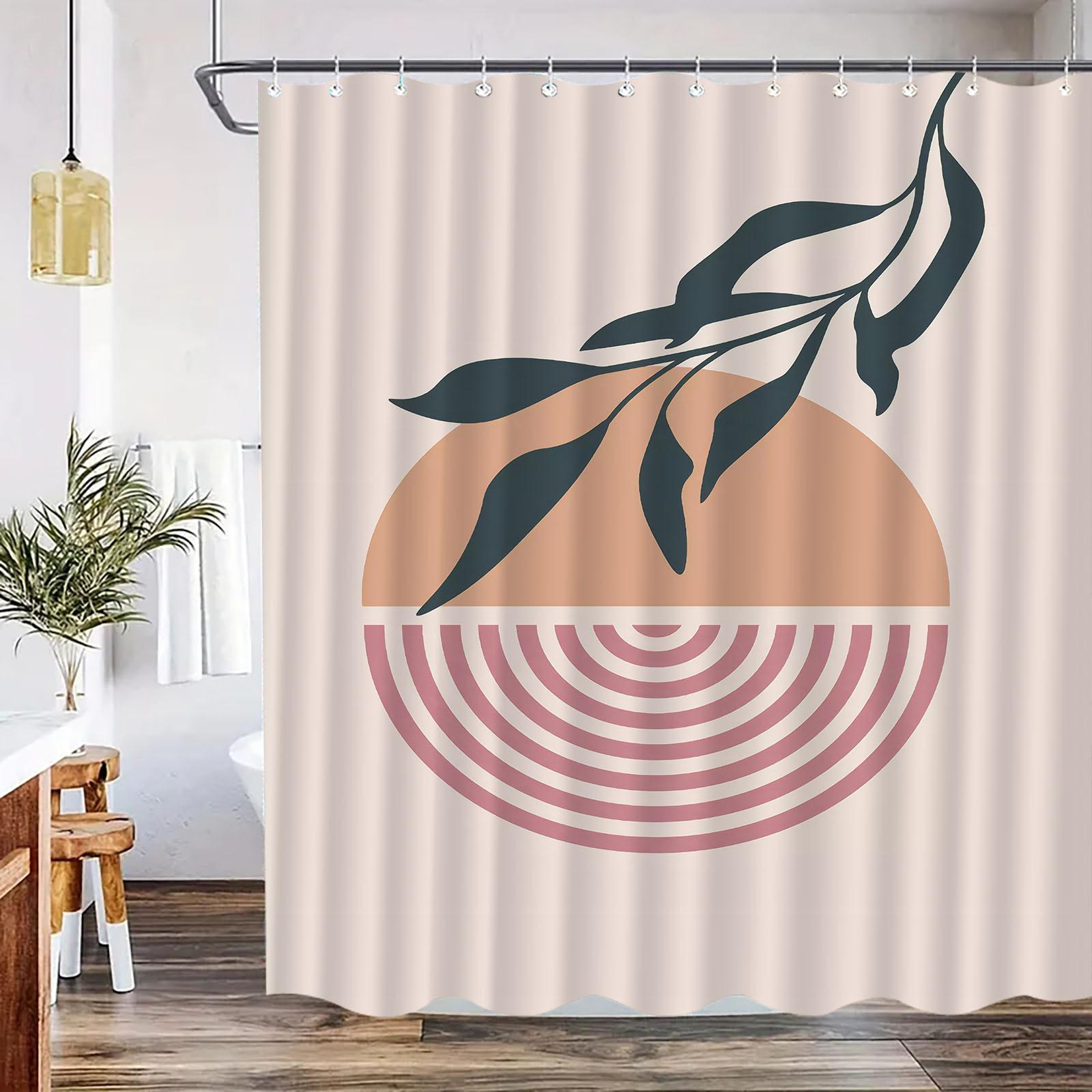 

Elegant Leaf Line Art Bath Drapery – Water-Resistant Polyester With Hooks, Machine Washable Luxury Bathroom Decor W60H190(CM)-1 Pcs