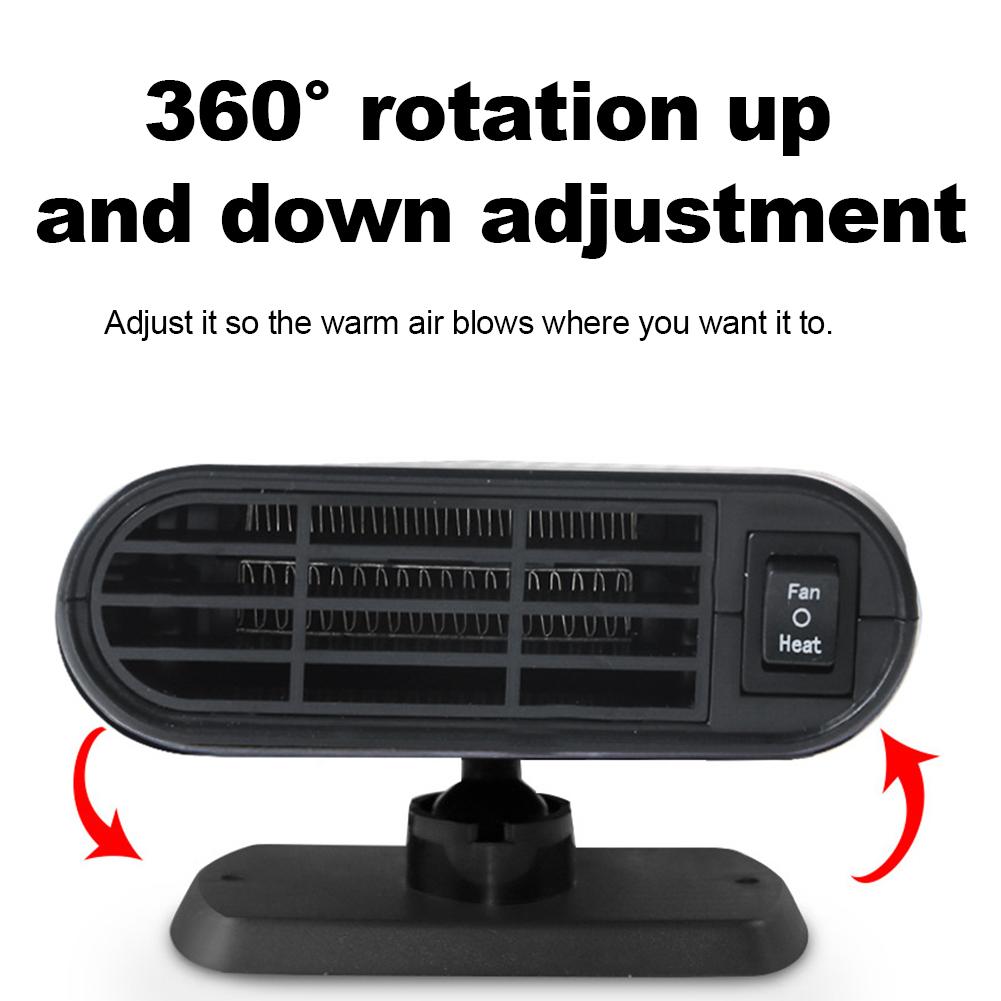 12V/24V Electric Car Heater 120W Portable Heating Fan 2 In 1 Defogger Defroster Demister 360 Degree Rotating Anti-Fog Car Heater