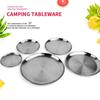 Camping Stainless Steel Tableware Dinner Plate Food Container Holder Dish Round Tray Mess Plate Outdoor Cooking Accessories
