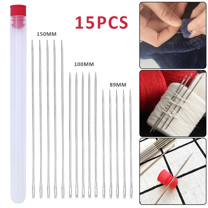 Buy PDTO 15Pcs 3 Sizes Large Eye Needles Extra Long Hand Sewing