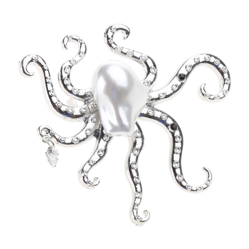 Octopus Rings Baroque Pearl Unique Rings Alloy Adjustable Rings Open Rings Women Girls Anniversary Banquet Jewelry Gift 1