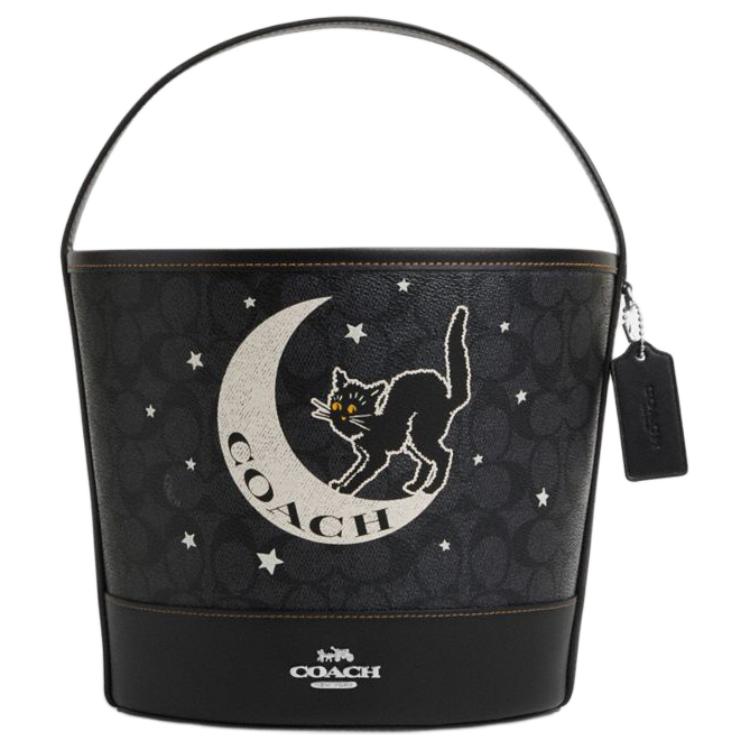 

Coach Trick Or Treat 22 Printed Coated Canvas Tote Bag Small Unisex tote bag Black CW536-SVPHT Basic Set (Bag+Dust Bag)