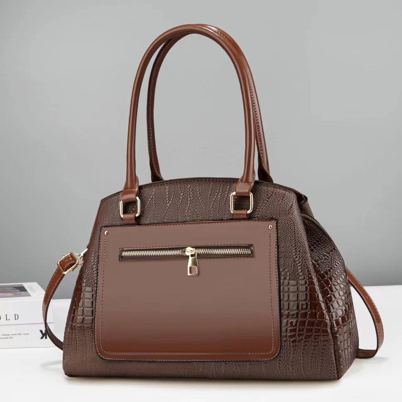 

WTEMPO однотонные простые универсальные сумки на молнии женские большие вместительные сумки из искусственной кожи мягкие сумки через плечо 1pc коричневый