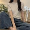 Thin Slim Fit Design Niche Knit Shirt Short Sleeved T-shirt Women's Summer High Waist Exposed Navel Short Top