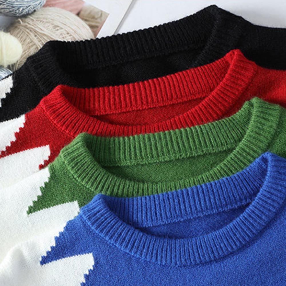 Men's Winter Knitted Sweater Anti-Ball Anti-Wrinkle Loose Warm Casual Fashion Round Neck Long Sleeve Top Warm Outdoor Comfortable Sweater
