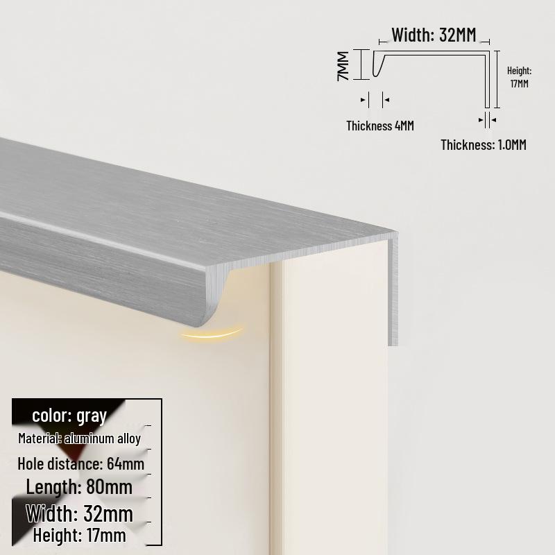 Concealed Edge-Banding Cabinet Door and Drawer Handle