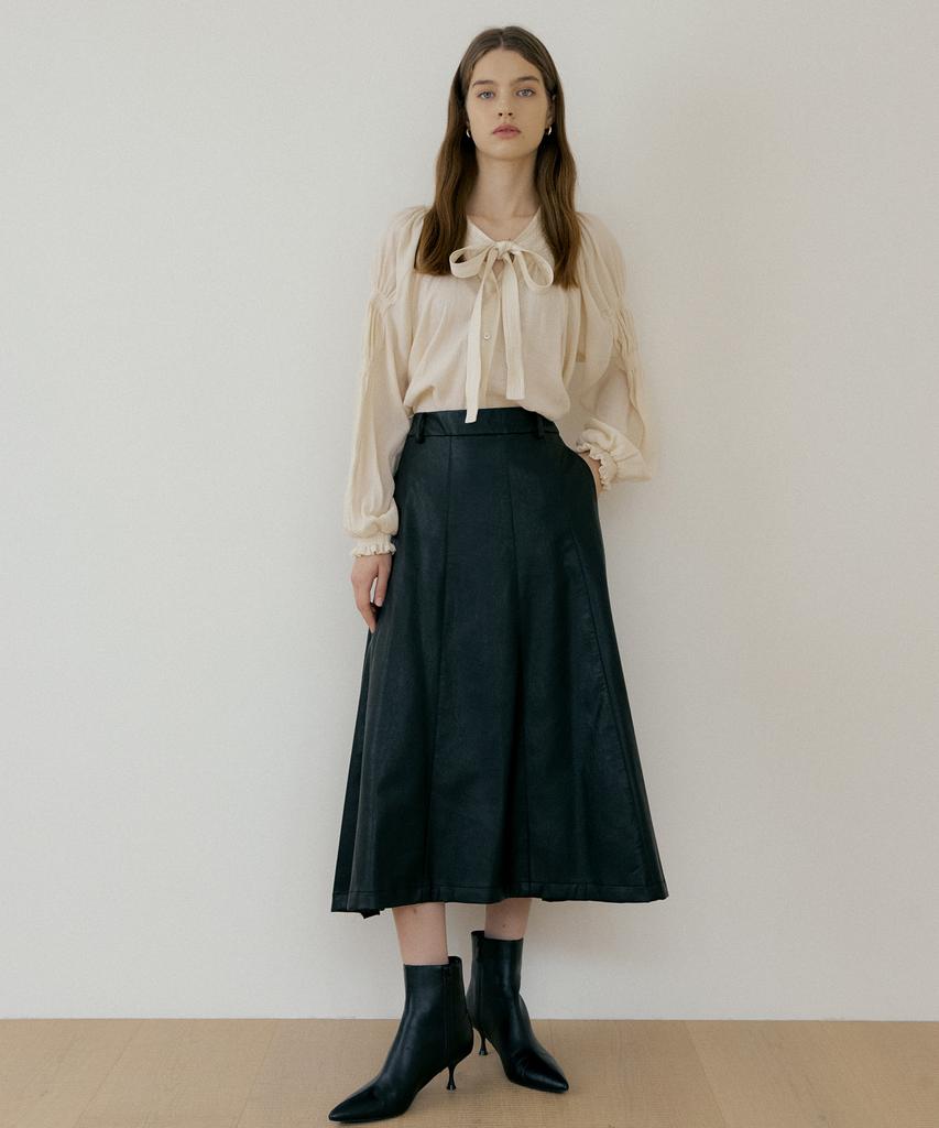 The Penny Leather Long Skirt - Black