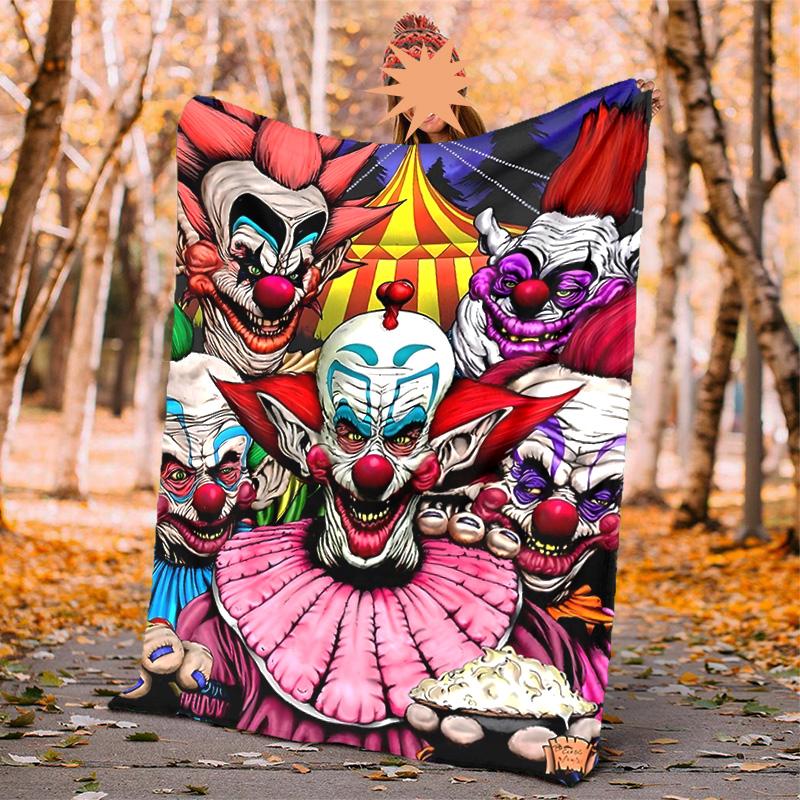 Hororový klaun Cirkus Flanelová deka Měkká teplá Celoroční přehoz, Design pro kempování, Cestování autem, Turistiku Pohovka, Postel, Kancelář Perfektní dárek na večírky
