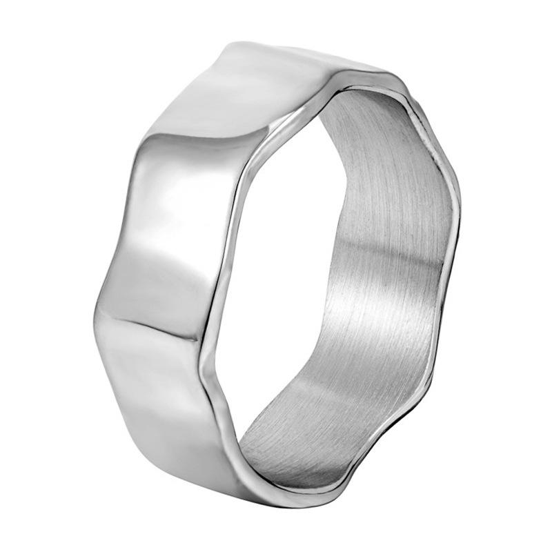 The Same Fashionable Simple Irregular Ring Cold Wind Temperament High-end Ring Women's Titanium Steel Non-fading Jewelry