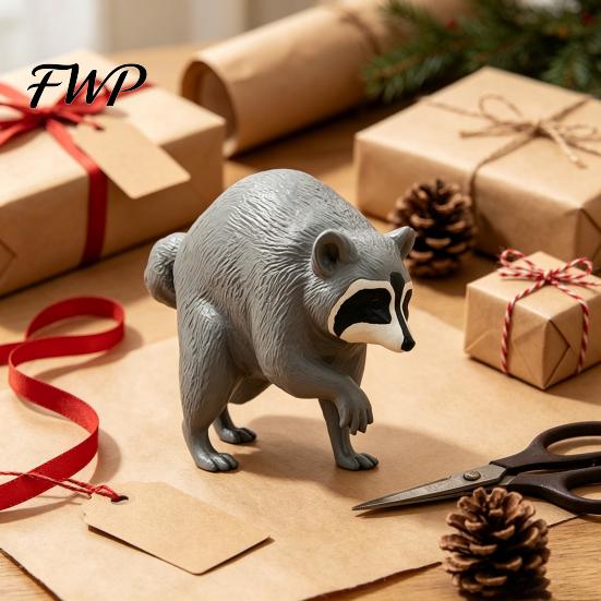 Living Room Ornament 3D Printed Raccoon Figurine, Realistic Animal Statue, Decorative Desktop Office Accessories for Home Bedroom And Table Decoration