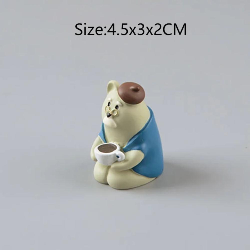 Cartoon Katze Frosch Bär Gelber Stuhl Computer Büro Modell Mini Actionfiguren Harz Wohnaccessoires Schreibtisch Figur Spielzeug