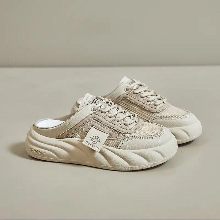 

Internet celebrity popular bag head slippers women s summer wear 2025 new thick-soled muffin soft-soled sports mesh white shoes 40 хаки