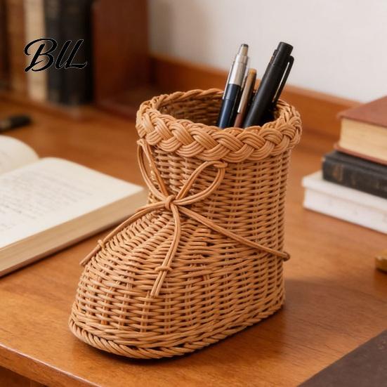 Festival Storage Solution Boots Shaped Imitation Rattan Basket, Hand Woven Decorative Container, Portable Gift Basket Large Capacity Reusable