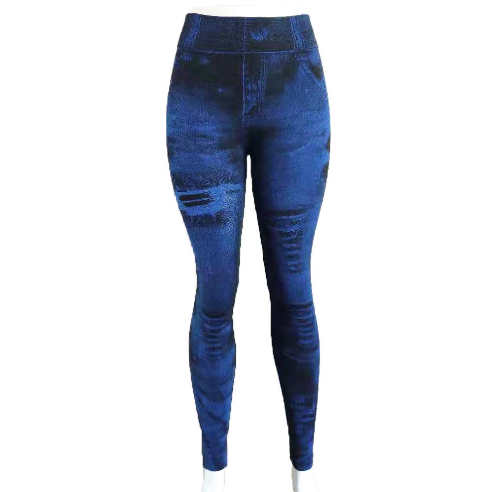 Sexy Imitation Jeans Leggings High Waist Pants Fitness Slim Sport Push Up Leggings for Women
