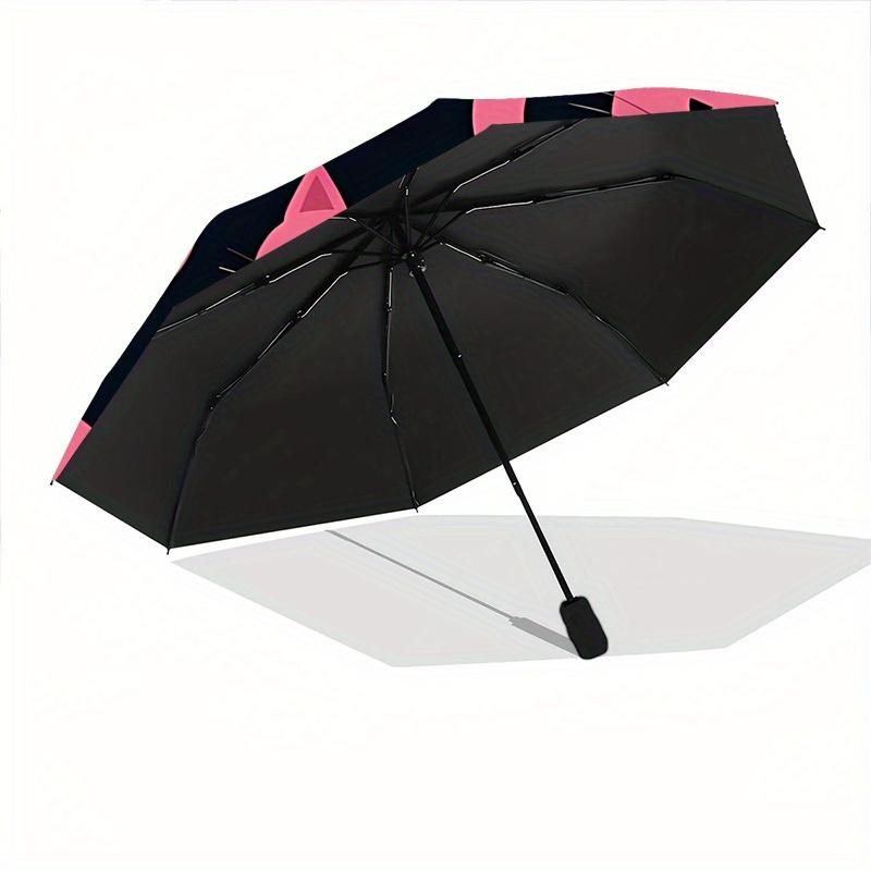 1pc Cat Pattern Automatic Open/Close Umbrella with Windproof, Functional Design, 8-Rib Sturdy Canopy, Durable Ribs143