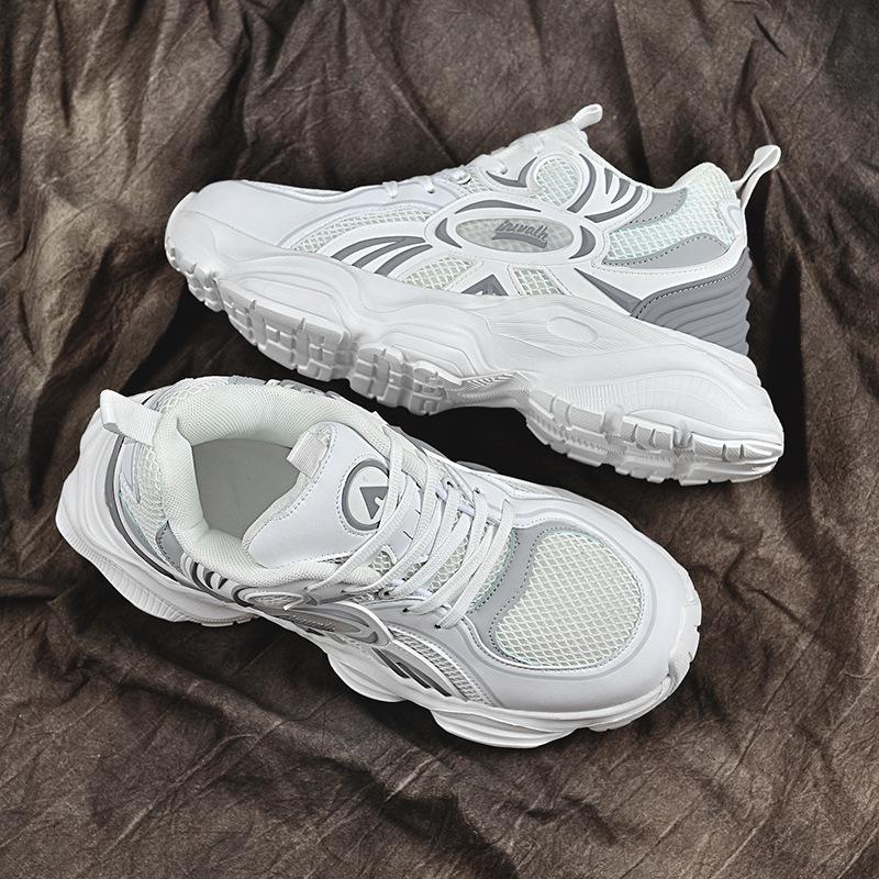

Dad shoes lightweight 2025 new couple shoes middle school students breathable mesh surface increased black and white casual sports style 44