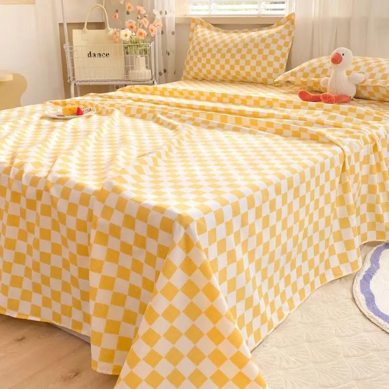 Schlafzimmer Bettlaken Uni Gemütlich Weich Bequem Hautfreundlich Waschbar Hotel Rutschfest Schlicht Bettdecke Zuhause Doppel Einzel Studentenwohnheim