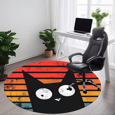 1 pièce Tapis de Chaise Motif Chat Coloré pour Bureau, Tapis de Bureau Rond Antidérapant Durable Grande Taille, Convient pour le Bureau, Belle Décoration