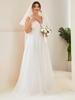 Ever-Pretty Plus Size Women's Empire Waist Sleeveless Double V-Neck Lace Sheer A-Line Tulle Wedding Dresses