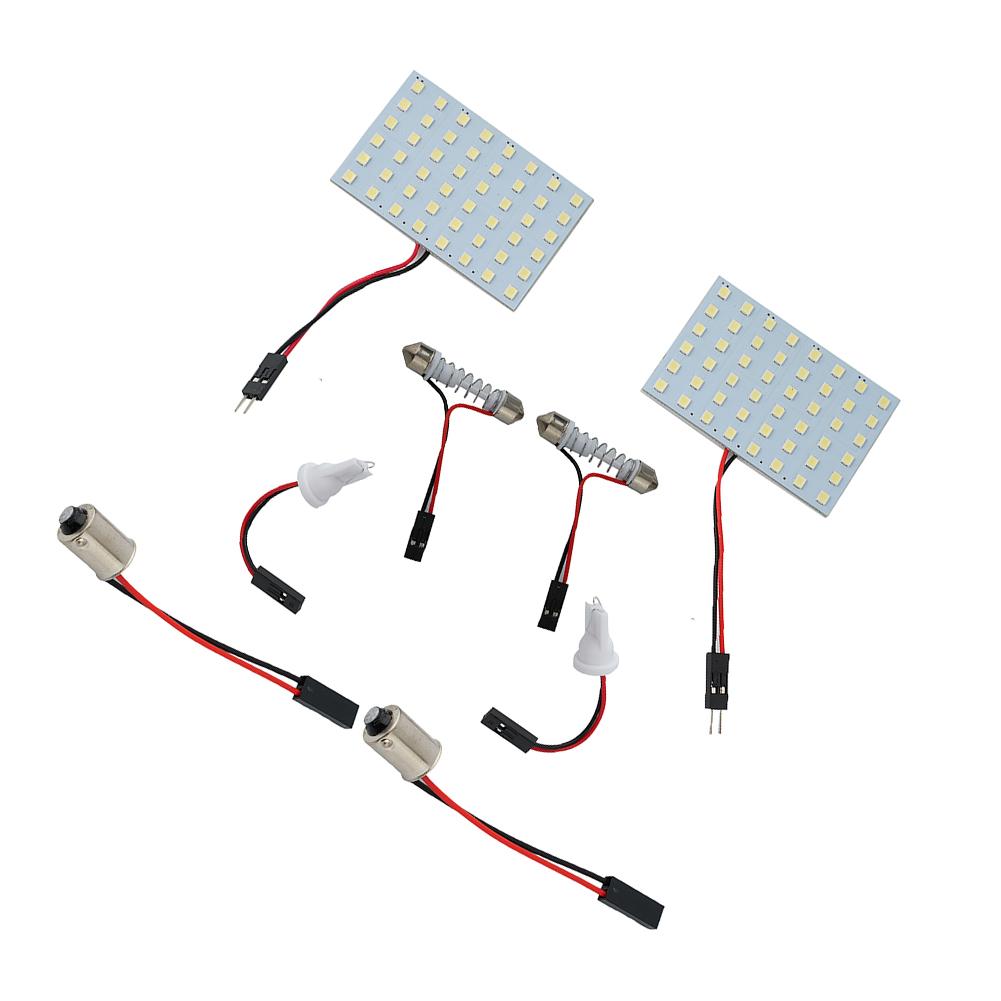 2Set 12V Car 1210 48-LED Panel Light 7000K White Dome Map Interior Bulb Lamp